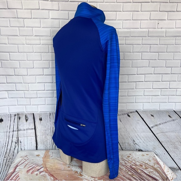 Under Armour Fitted Cold Gear 1/4 Zip Activewear Shirt Blue With Black Medium - Picture 4 of 10